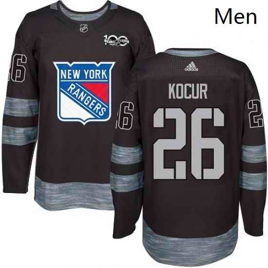 Mens Adidas New York Rangers 26 Joe Kocur Authentic Black 1917 2017 100th Anniversary NHL Jersey